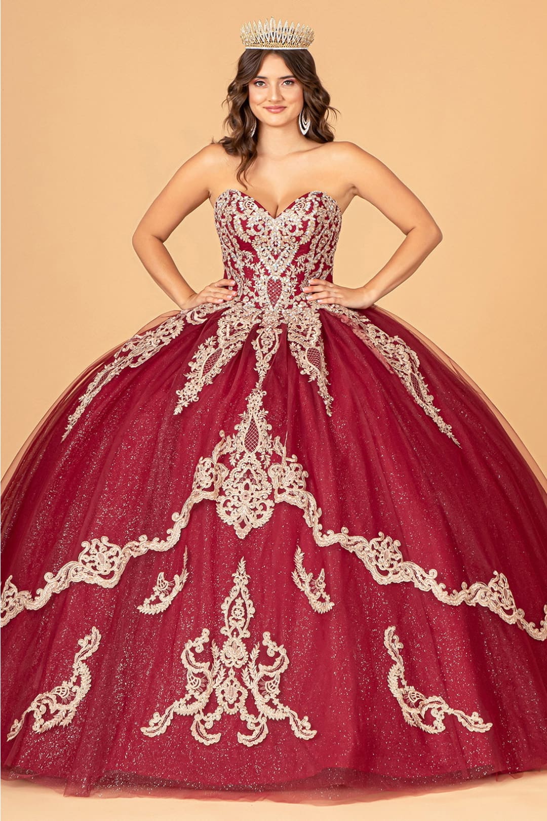 Lilac Quinceanera Dress Cape Strapless Glitter Ball Gown by Elizabeth K GL3078