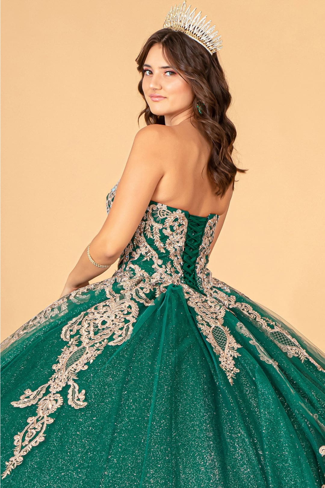 Lilac Quinceanera Dress Cape Strapless Glitter Ball Gown by Elizabeth K GL3078