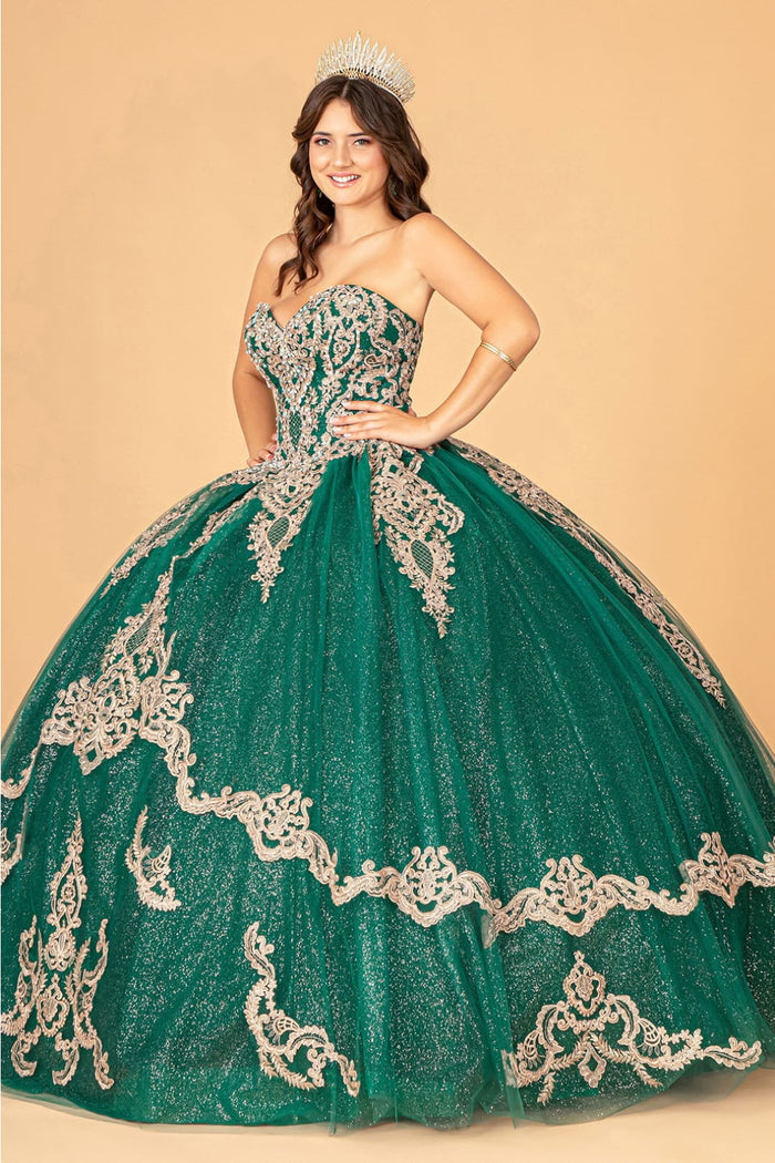 Lilac Quinceanera Dress Cape Strapless Glitter Ball Gown by Elizabeth K GL3078