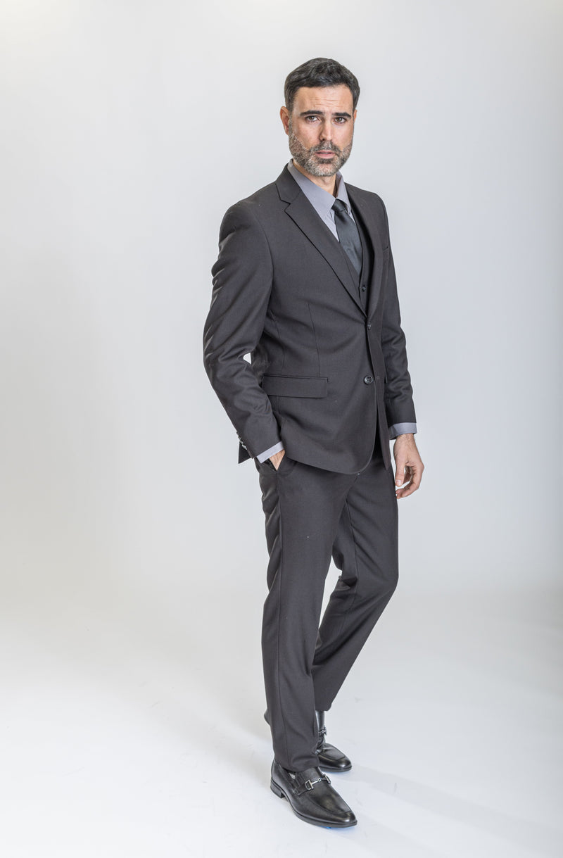 Caravelli Suit - Designer Caravelli Jacket and Pants in Color Solid Black