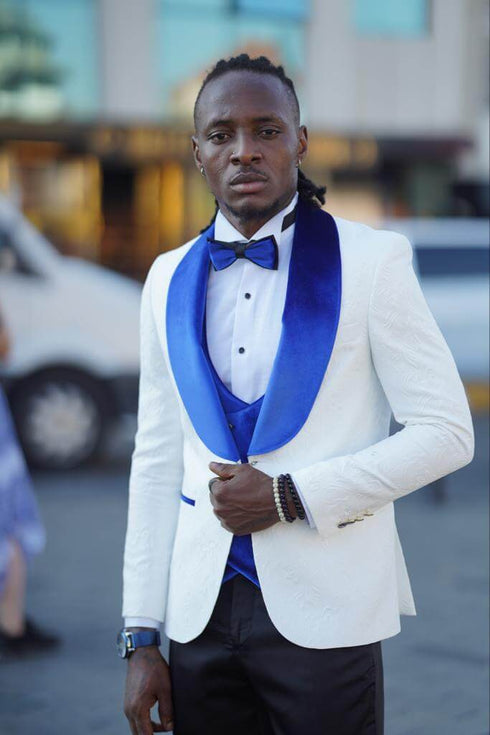 White and Royal Blue Tuxedo - Blue Prom Suit - Blue Wedding Two Toned  Suit