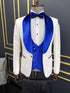 White and Royal Blue Tuxedo - Blue Prom Suit - Blue Wedding Two Toned  Suit