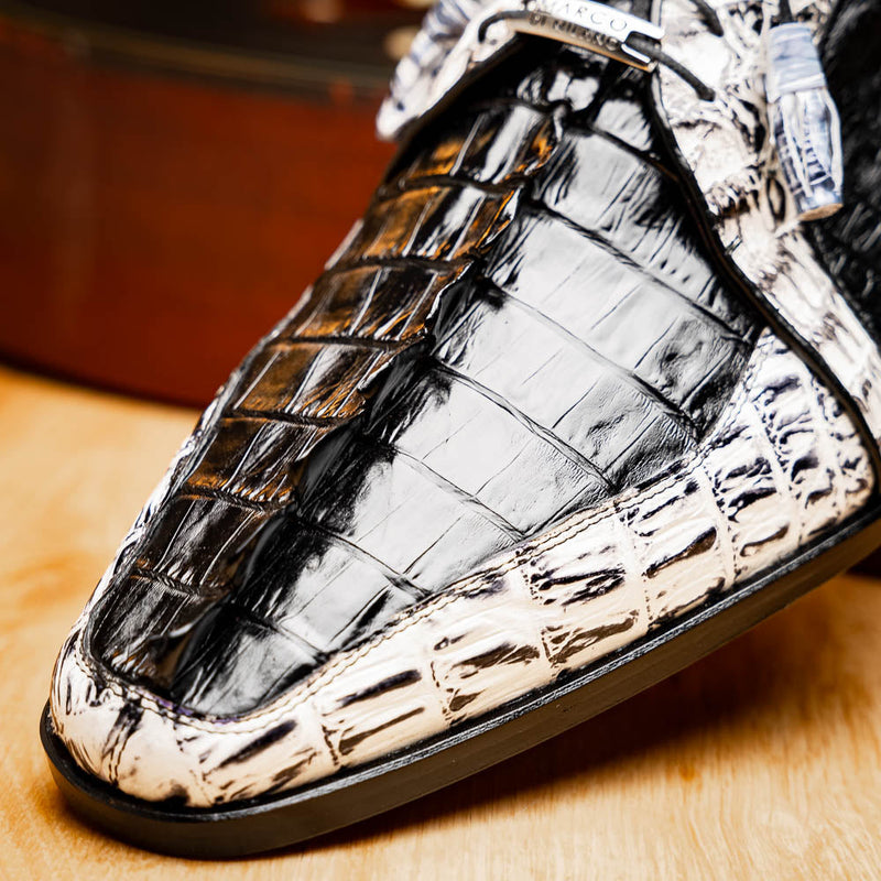 Marco_Di_Milano Caribe Black Leather Oxford "Newspaper" Print