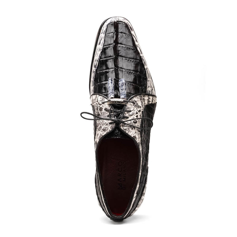 Marco_Di_Milano Caribe Black Leather Oxford "Newspaper" Print