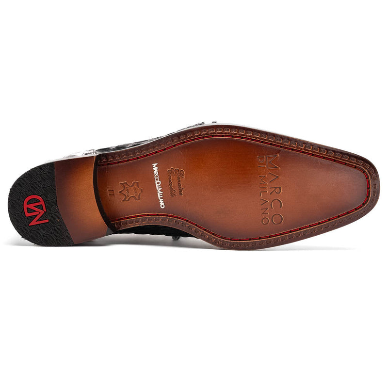 Marco_Di_Milano Caribe Black Leather Oxford "Newspaper" Print