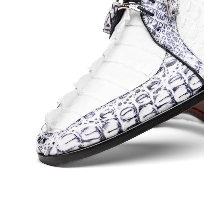 Marco_Di_Milano Caribe White Leather Sneakers - "Newspaper" Accent