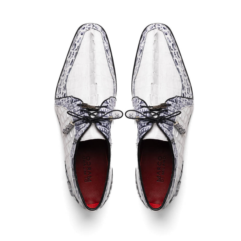 Marco_Di_Milano Caribe White Leather Sneakers - "Newspaper" Accent