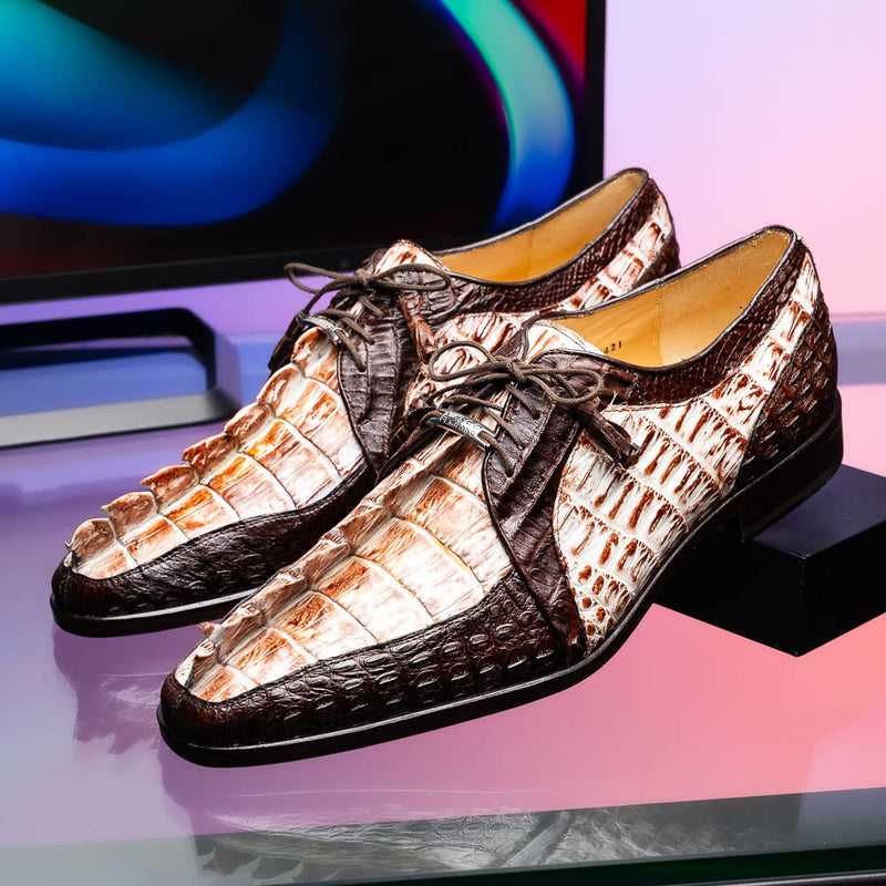 Marco Di Milano Caribe: Rustic White/Brown Leather Dress Shoe