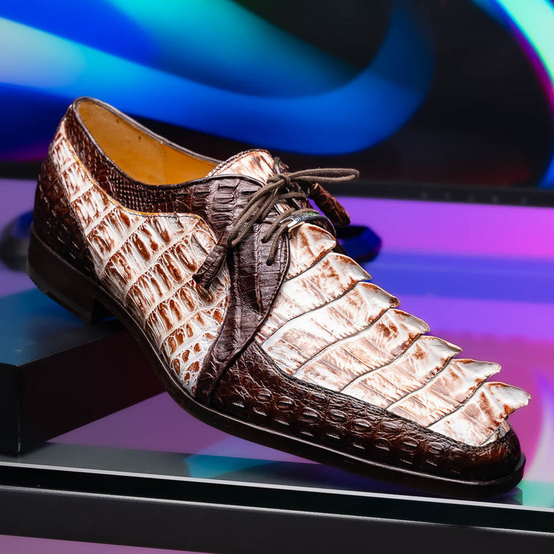 Marco Di Milano Caribe: Rustic White/Brown Leather Dress Shoe