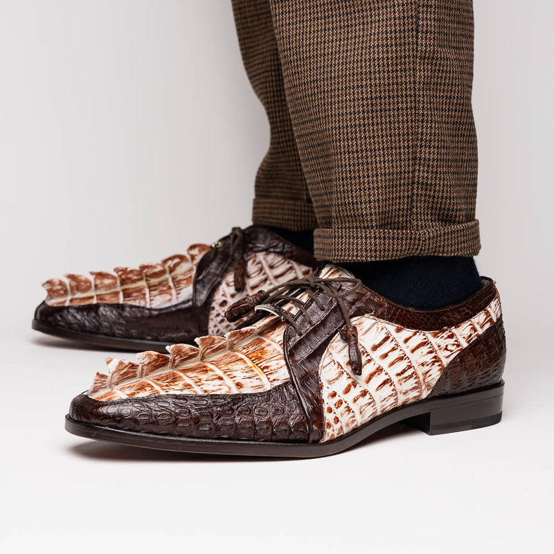 Marco Di Milano Caribe: Rustic White/Brown Leather Dress Shoe