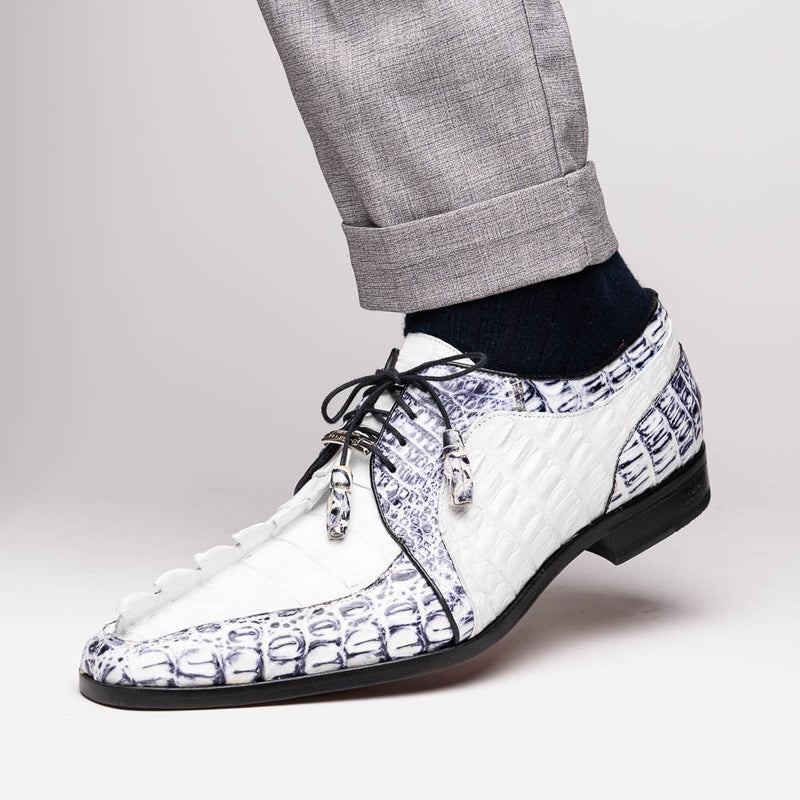 Marco_Di_Milano Caribe White Leather Sneakers - "Newspaper" Accent