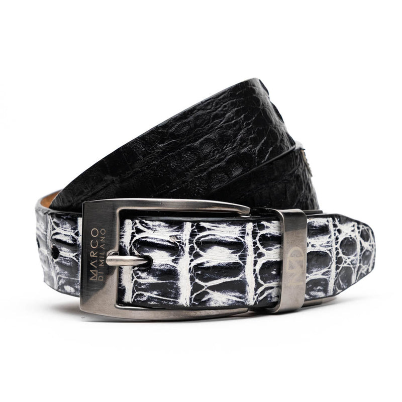 Marco_Di_Milano Caribe Belt Newspaper - Black Leather Loafer