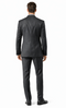 Albertonardoni's Carlo Lusso charcoal suit: slim fit, two-button jacket with structured shoulders and vent. Matching slim-fit pants. Smooth charcoal color with subtle texture. Tailored silhouette.
