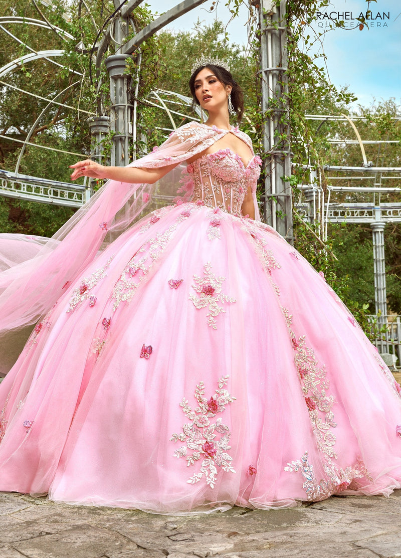 Rachel Allan RQ1155 Strapless Cape Quinceanera Dress