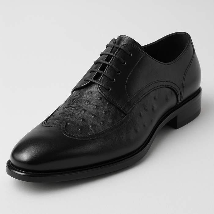 Carrucci Ostrich Embossed Cap Toe Single Monk Strap