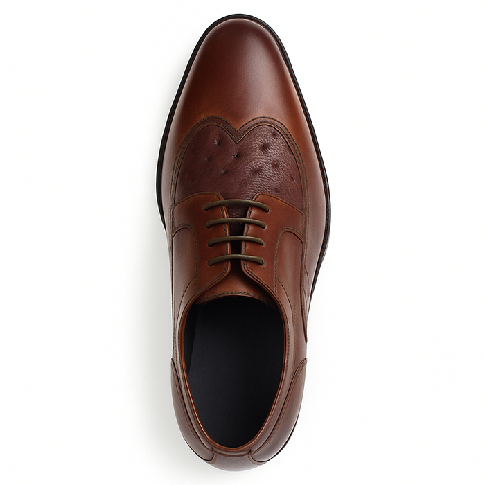 Carrucci Ostrich Embossed Cap Toe Single Monk Strap