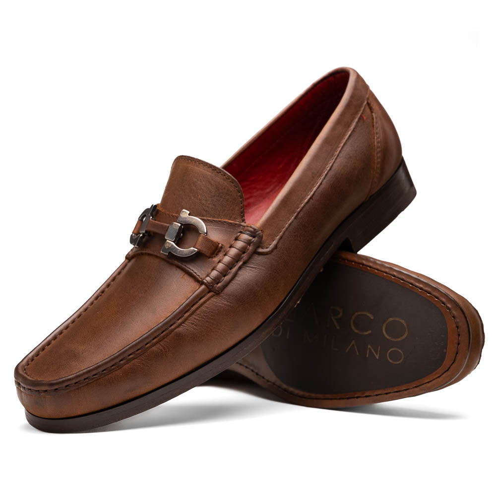 Marco Di Milano Cassarano Men's Calfskin Leather Loafers Tan