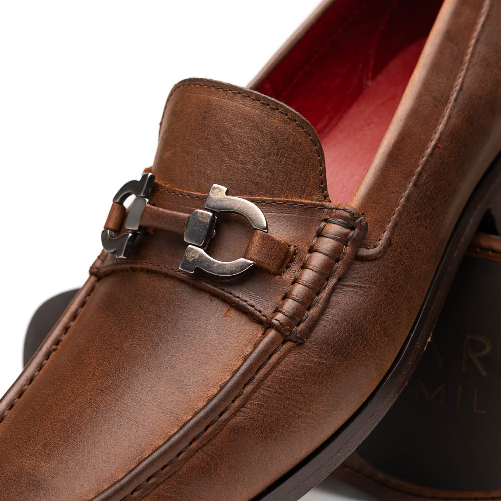 Marco Di Milano Cassarano Men's Calfskin Leather Loafers Tan