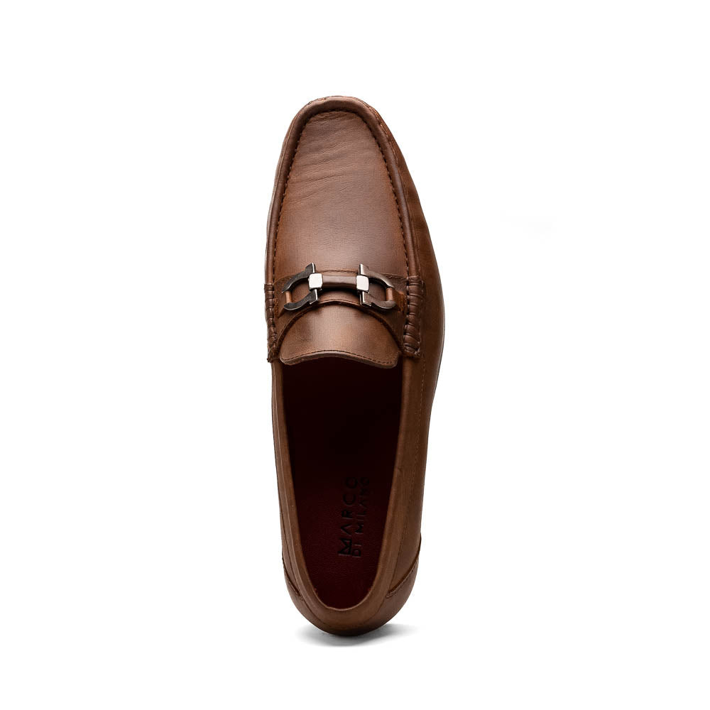Marco Di Milano Cassarano Men's Calfskin Leather Loafers Tan