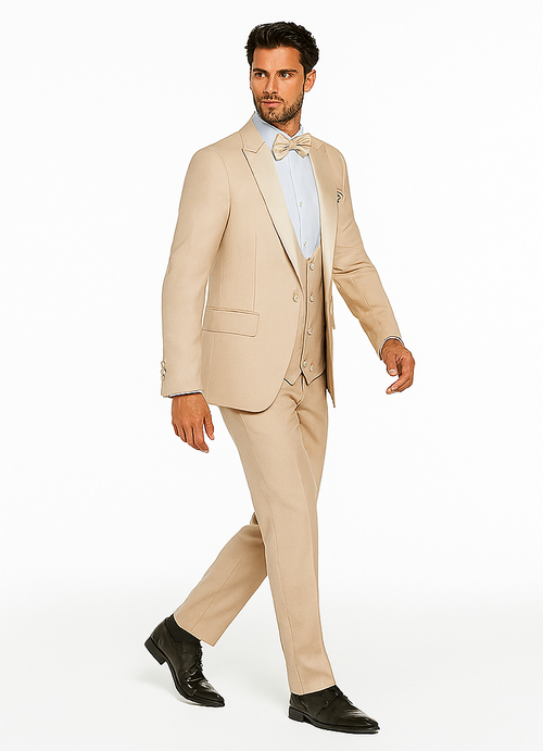 Champagne Color Wedding Suit - Beigish Goldish Color Tuxedo - Rossi Man Leo Tuxedo