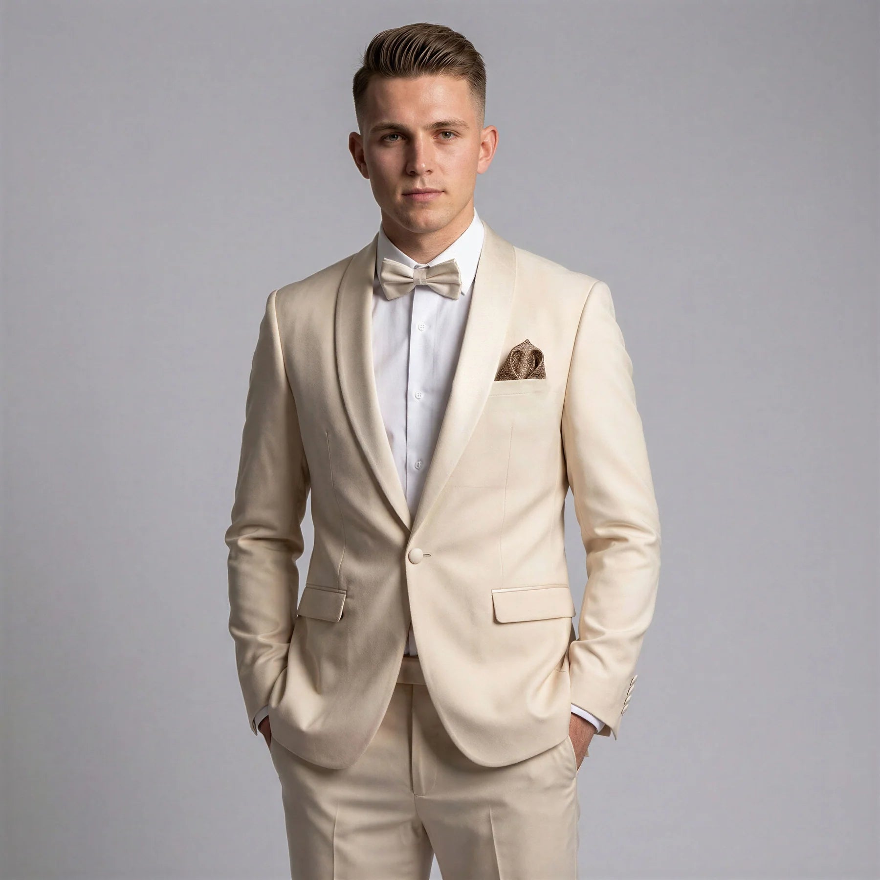 Champagne Slim Fit Shawl Lapel 2-Piece Tuxedo