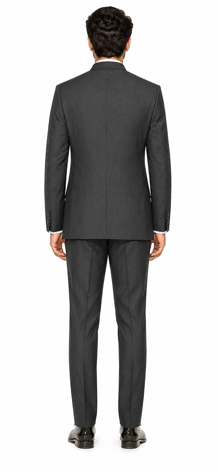 Charcoal Grey Indian Suit Color Banded Collar Suit - Chines Collar in Color Gray 5 Buttons Style