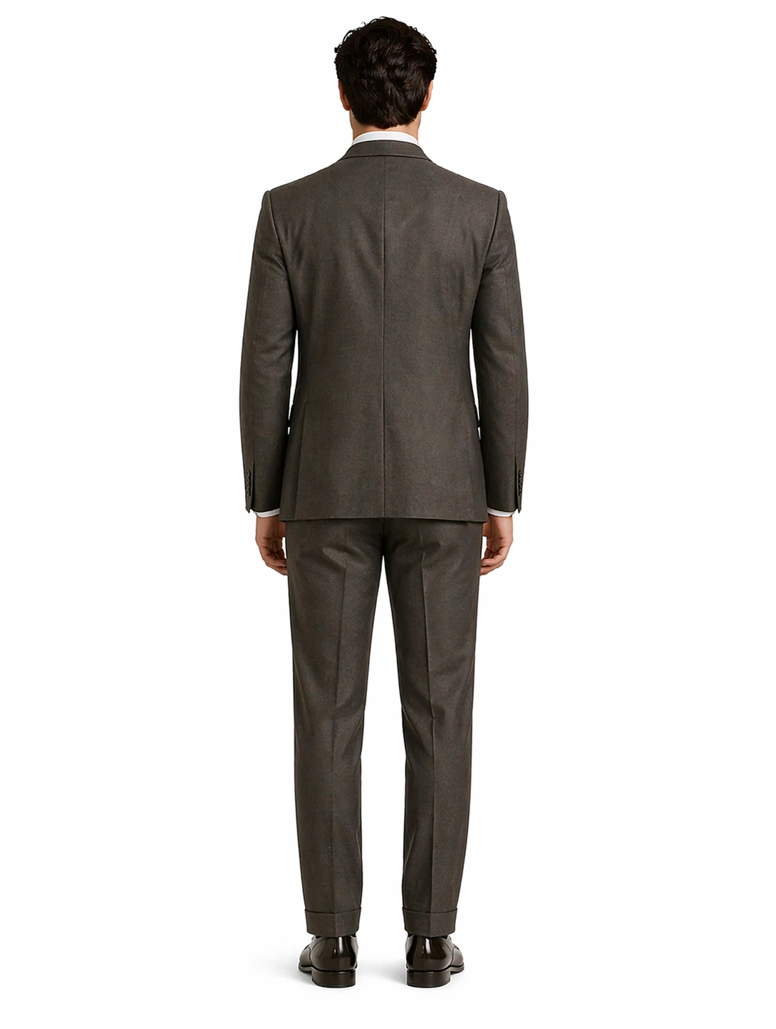 "Charcoal Grey Men's 2-Button Suit with Pleated Pants & Double-Breasted Vest"