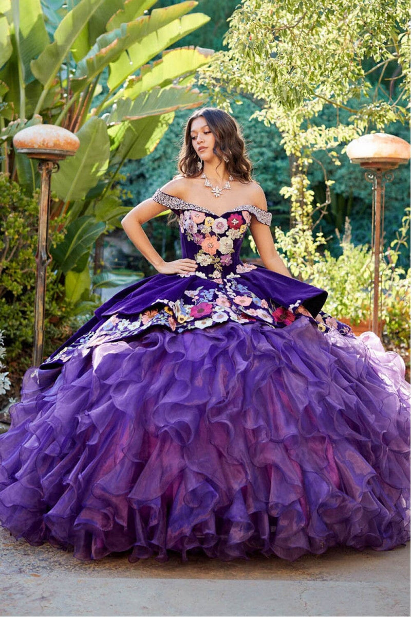 Charro Off Shoulder Ruffled Ball Gown by Bella Princess PQ1050