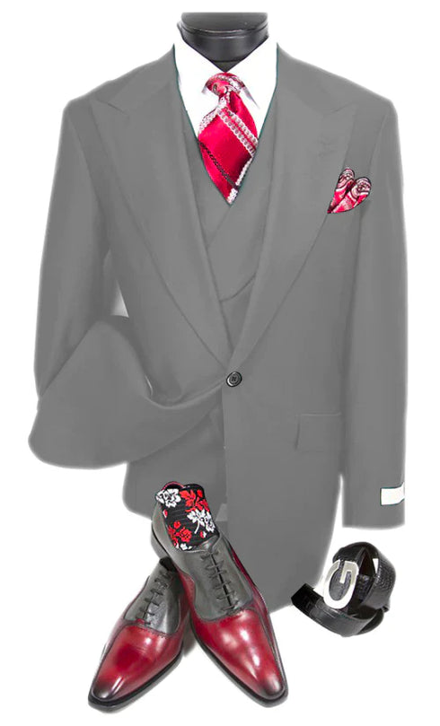 Cheap Big and Tall 3 Piece Suits - Gray Suit - AlbertoNardoniStore