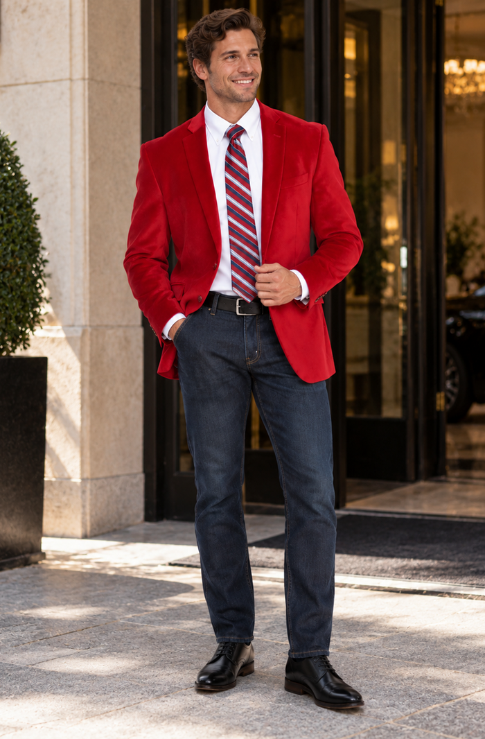 Big And Tall Blazers - Velvet ~ Blazer Jacket Sport Coat Red