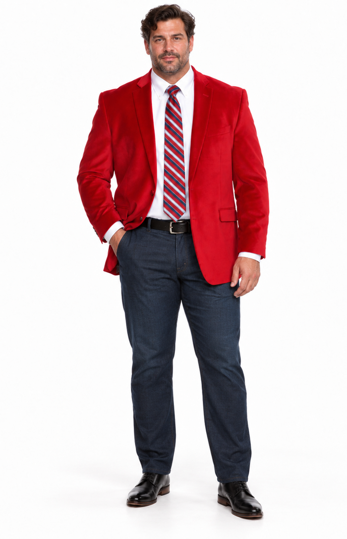 Big And Tall Blazers - Velvet ~ Blazer Jacket Sport Coat Red
