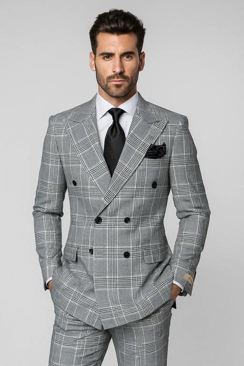 Classic Fit in Black and White Plaid Color by Rossiman