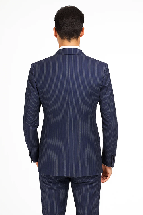 Navy with White Pinstripe Color by Rossiman