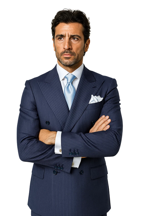 Navy with White Pinstripe Color by Rossiman