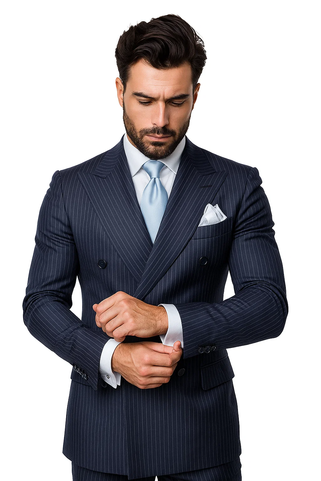 Navy with White Pinstripe Color by Rossiman