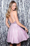 Clarisse 3959 A-Line Halter Open Back Beaded Glitter Floor-Length Homecoming Dress