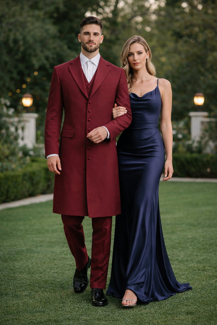 Mens Classic Vest Zoot Suit in Burgundy