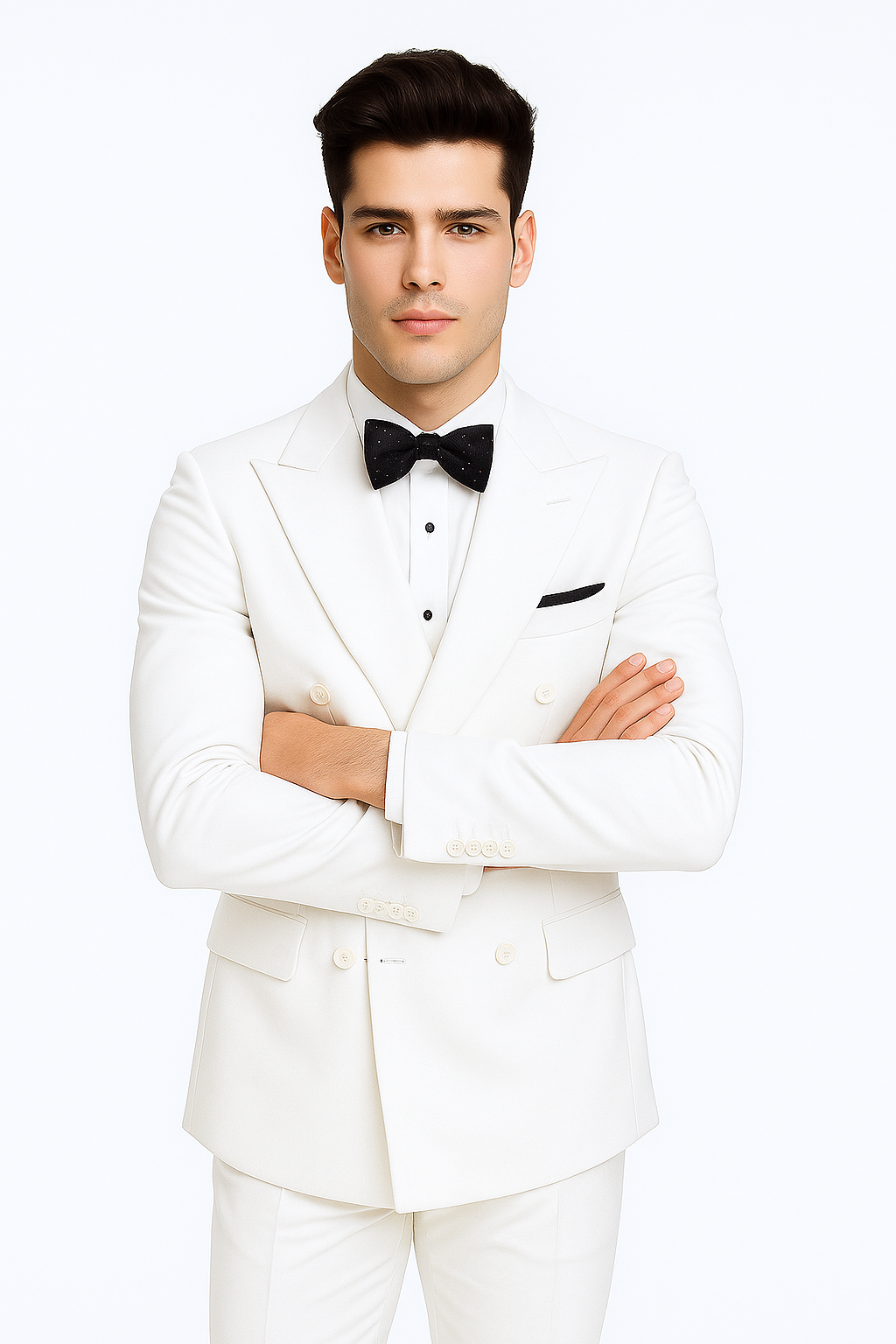 Mens Colonel Sanders White Double Breasted Suit Chest Pocket Costume