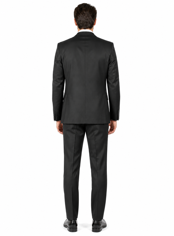 Classic Fit - 100% Dark Grey Suit - Three Button Vested Suit - Athletic Fit