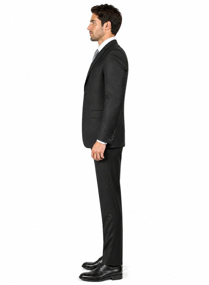 Classic Fit - 100% Dark Grey Suit - Three Button Vested Suit - Athletic Fit