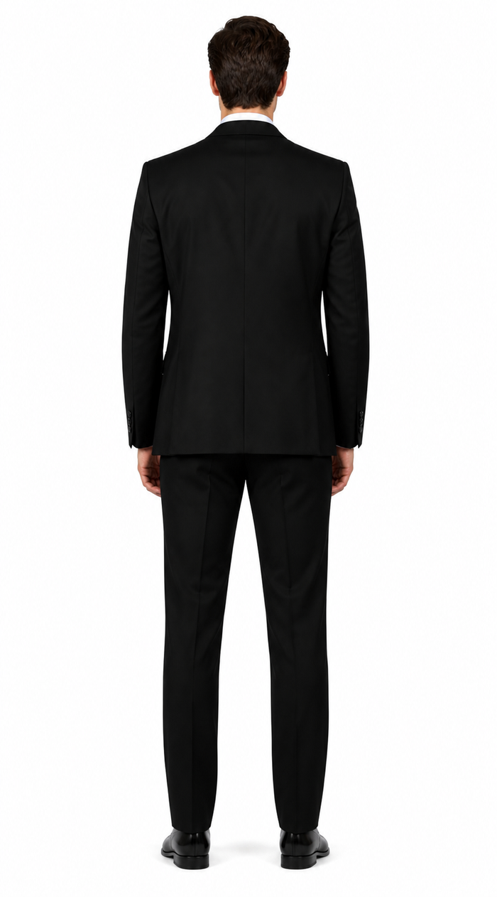 Classic Fit - Black Suit - Three Button Vested Suit - Athletic Fit