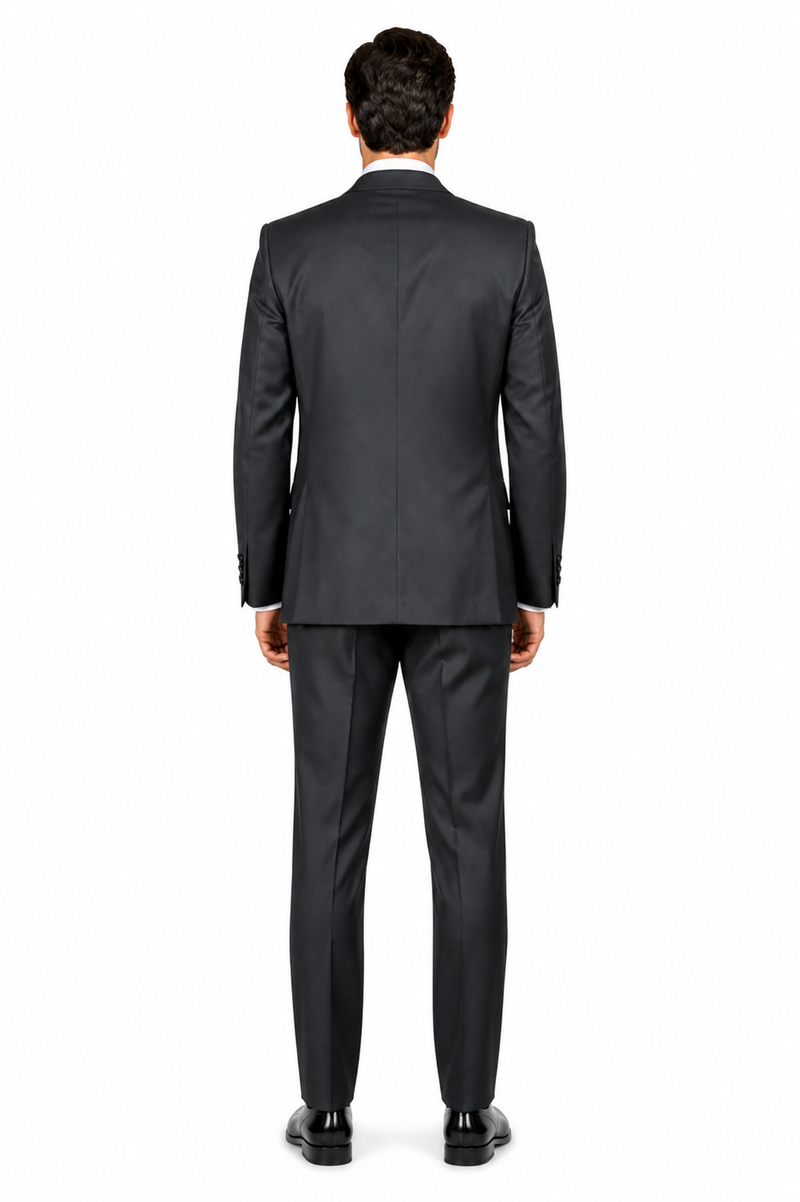 Classic Fit - Charcoal Suit - Three Button Vested Suit - Athletic Fit