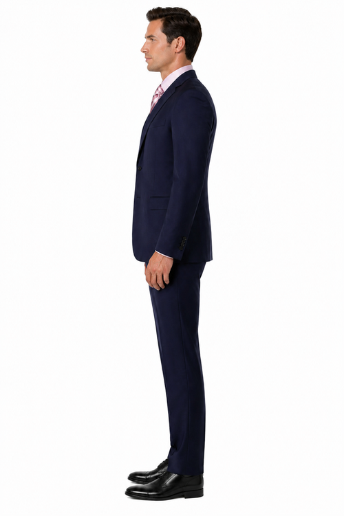 Classic Fit - Navy Suit - Three Button Vested Suit - Athletic Fit