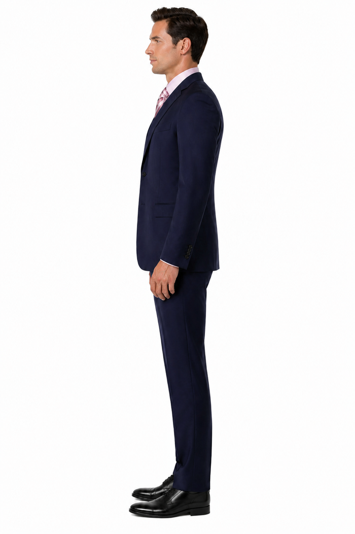Classic Fit - Navy Suit - Three Button Vested Suit - Athletic Fit