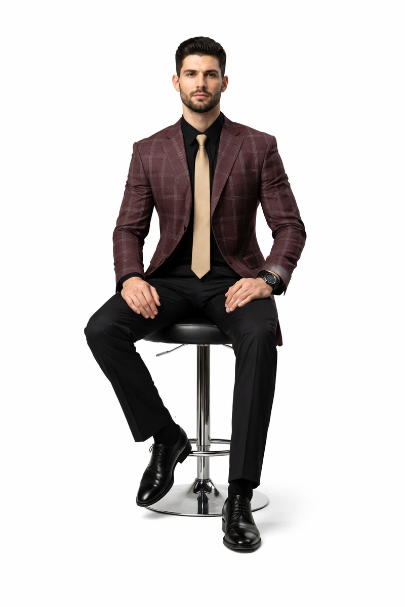 Stacy Adams Mens Hybrid Fit Sport Coat - Glen Plaid Pattern