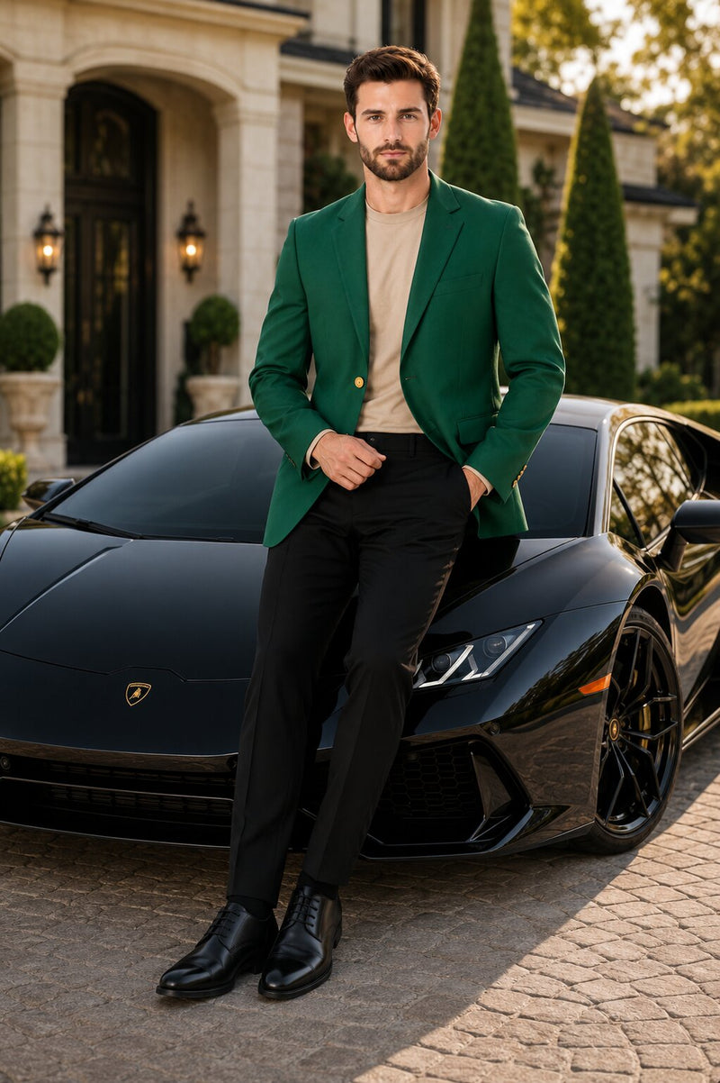 Augusta Green Blazer Men's Classic Brass buttons Blazer Sport Jacket