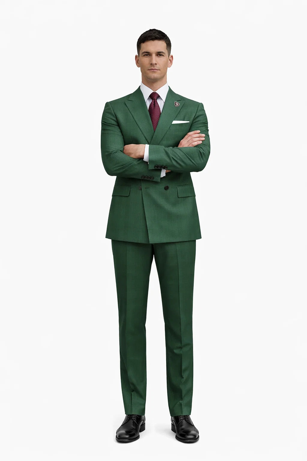 Classic Mens Green Suit Luxury Double-Breasted Outfit