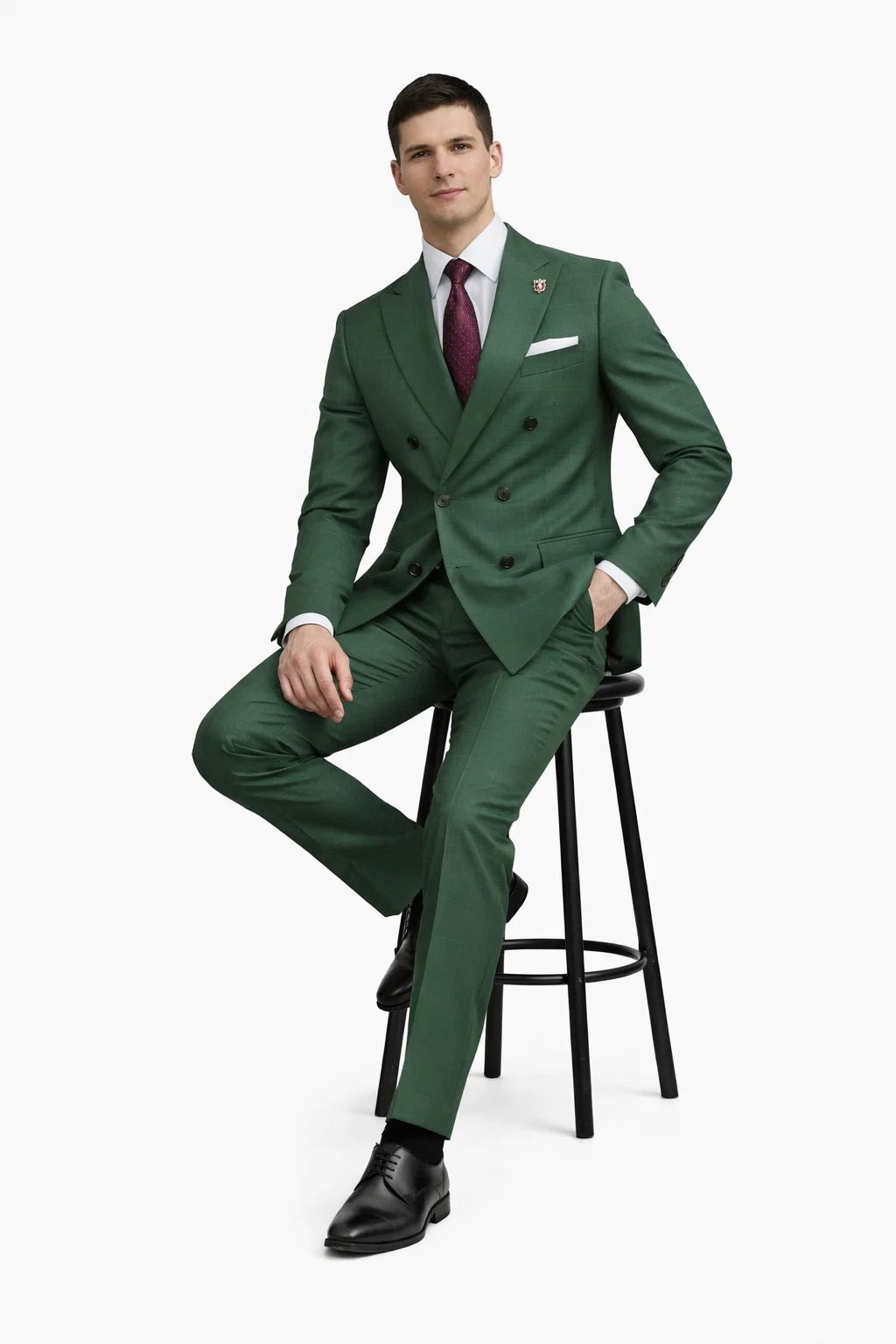 Classic Mens Green Suit Luxury Double-Breasted Outfit