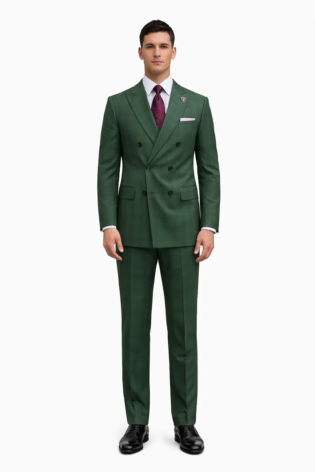 Classic Mens Green Suit Luxury Double-Breasted Outfit