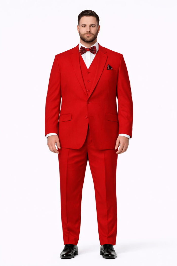 Mens 2 Button Modern Fit 3-Piece Suit in Red – Vested Formal Suit
